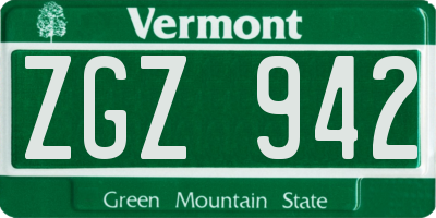 VT license plate ZGZ942