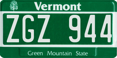 VT license plate ZGZ944