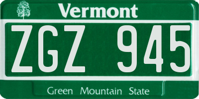 VT license plate ZGZ945
