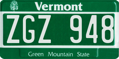 VT license plate ZGZ948
