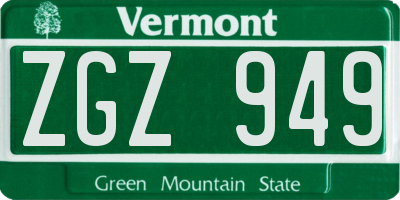 VT license plate ZGZ949