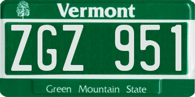 VT license plate ZGZ951