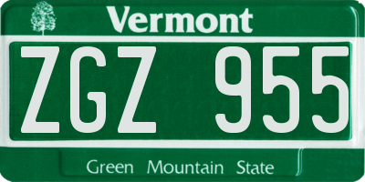 VT license plate ZGZ955