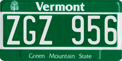 VT license plate ZGZ956