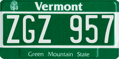 VT license plate ZGZ957
