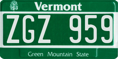 VT license plate ZGZ959