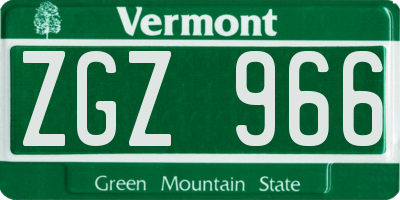 VT license plate ZGZ966