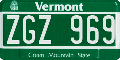 VT license plate ZGZ969
