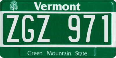 VT license plate ZGZ971