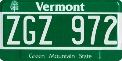 VT license plate ZGZ972