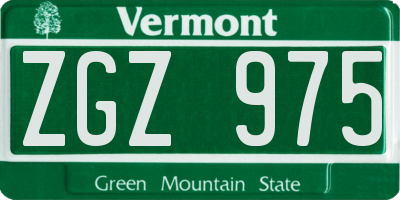 VT license plate ZGZ975