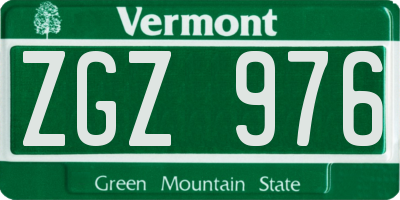 VT license plate ZGZ976