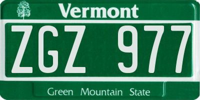 VT license plate ZGZ977