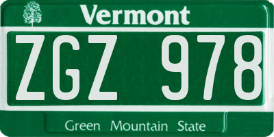 VT license plate ZGZ978