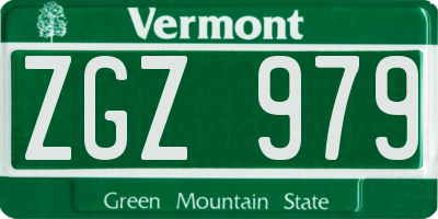 VT license plate ZGZ979