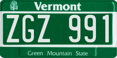 VT license plate ZGZ991
