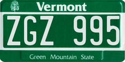 VT license plate ZGZ995