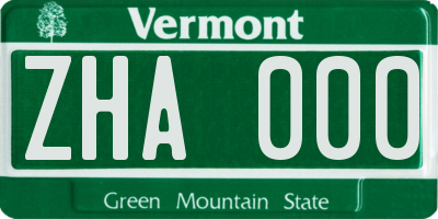 VT license plate ZHA000