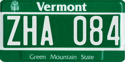 VT license plate ZHA084