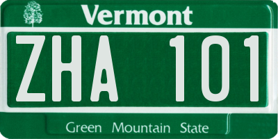 VT license plate ZHA101