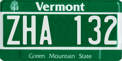 VT license plate ZHA132