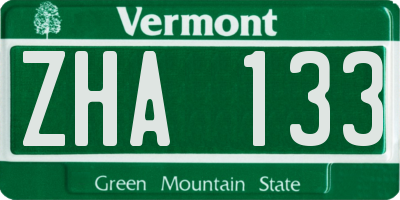 VT license plate ZHA133