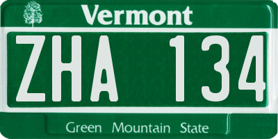 VT license plate ZHA134