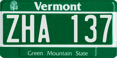 VT license plate ZHA137