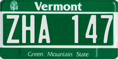 VT license plate ZHA147