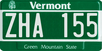 VT license plate ZHA155