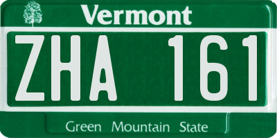 VT license plate ZHA161