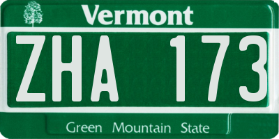 VT license plate ZHA173