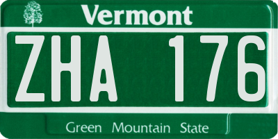 VT license plate ZHA176