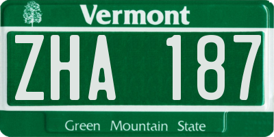 VT license plate ZHA187