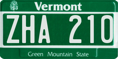 VT license plate ZHA210