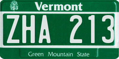 VT license plate ZHA213