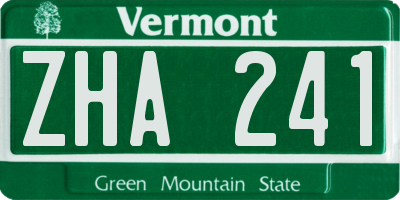 VT license plate ZHA241