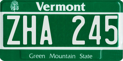 VT license plate ZHA245