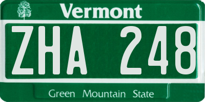 VT license plate ZHA248