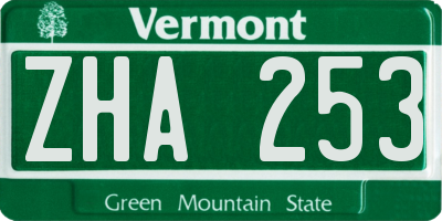 VT license plate ZHA253