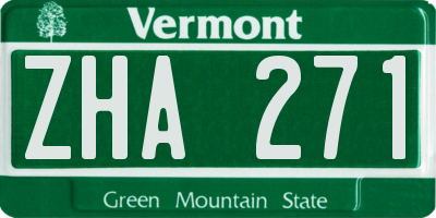 VT license plate ZHA271