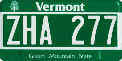 VT license plate ZHA277