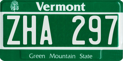 VT license plate ZHA297
