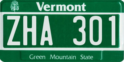 VT license plate ZHA301