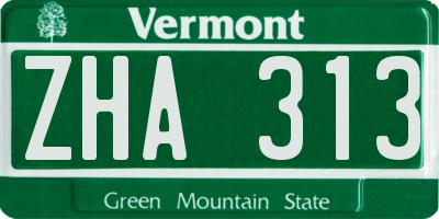 VT license plate ZHA313