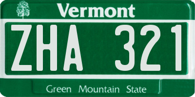 VT license plate ZHA321