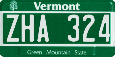 VT license plate ZHA324