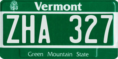 VT license plate ZHA327