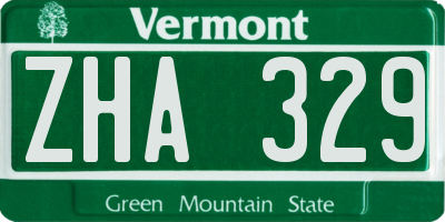 VT license plate ZHA329