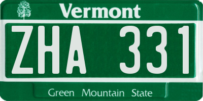 VT license plate ZHA331